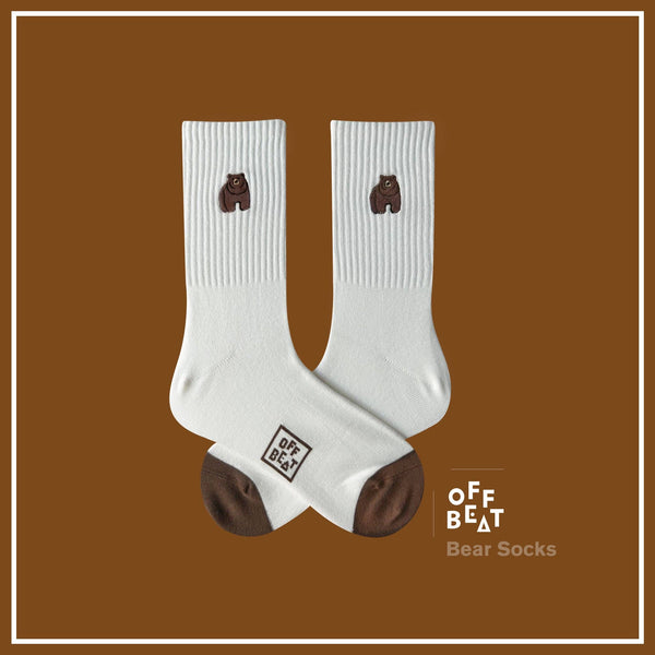 Embroidered Bear Socks