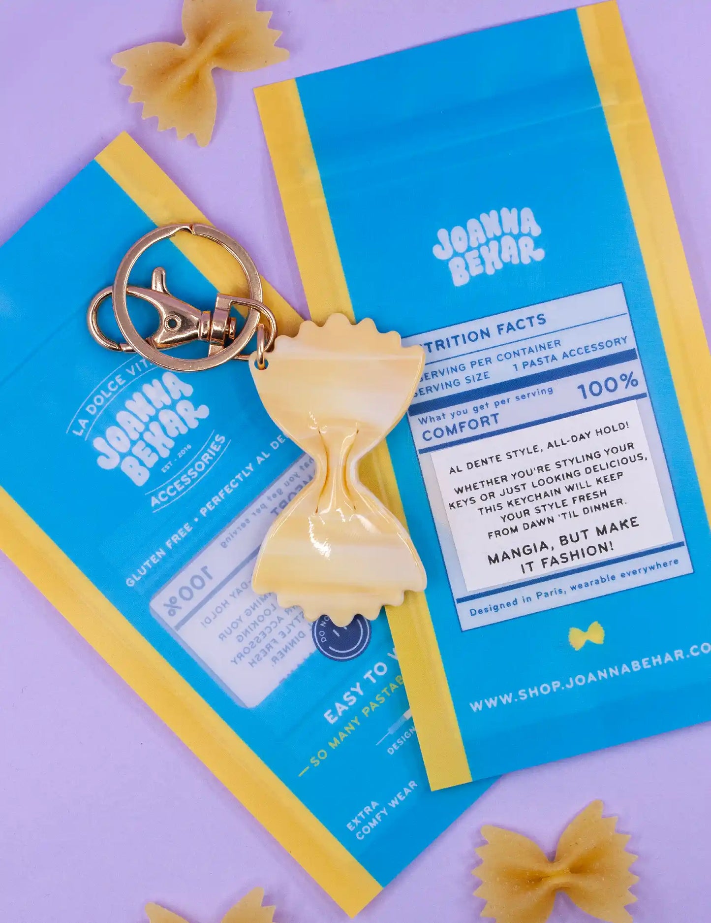 Porte-clés en – forme de pâtes farfalle design soigné | Joanna Behar – vue 3