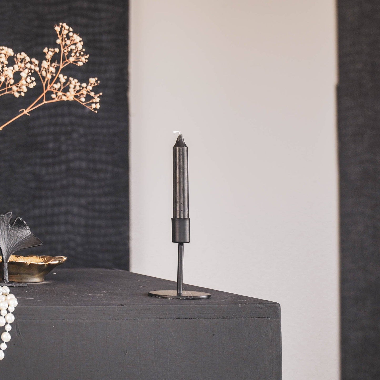 Bougeoir - Basique - Métal - Noir - 8x8x10cm