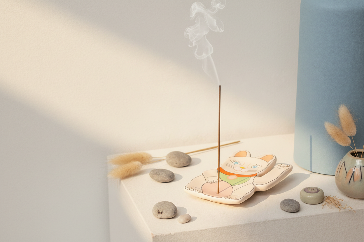 Lucky Cat Incense Burner