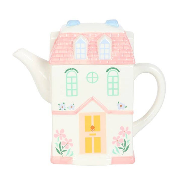 Théière en forme de maison pastel