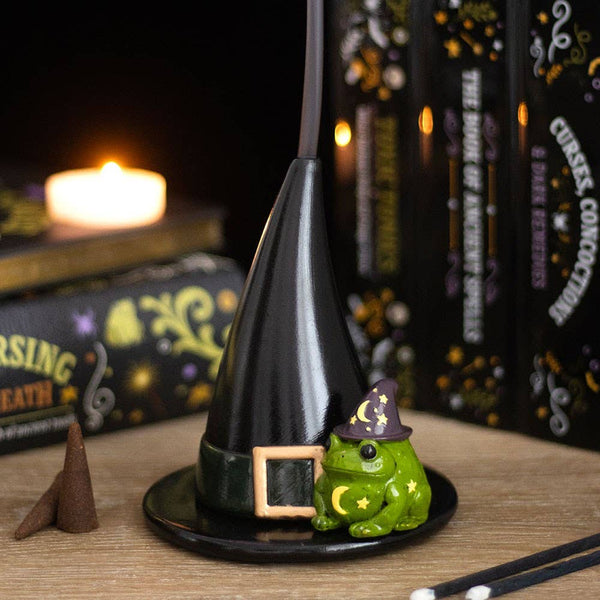 Halloween cone incense burner magic toad and witch's hat