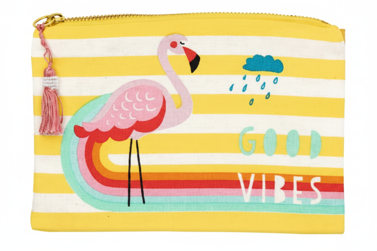 Pochette Flamant Rose “Good Vibes”