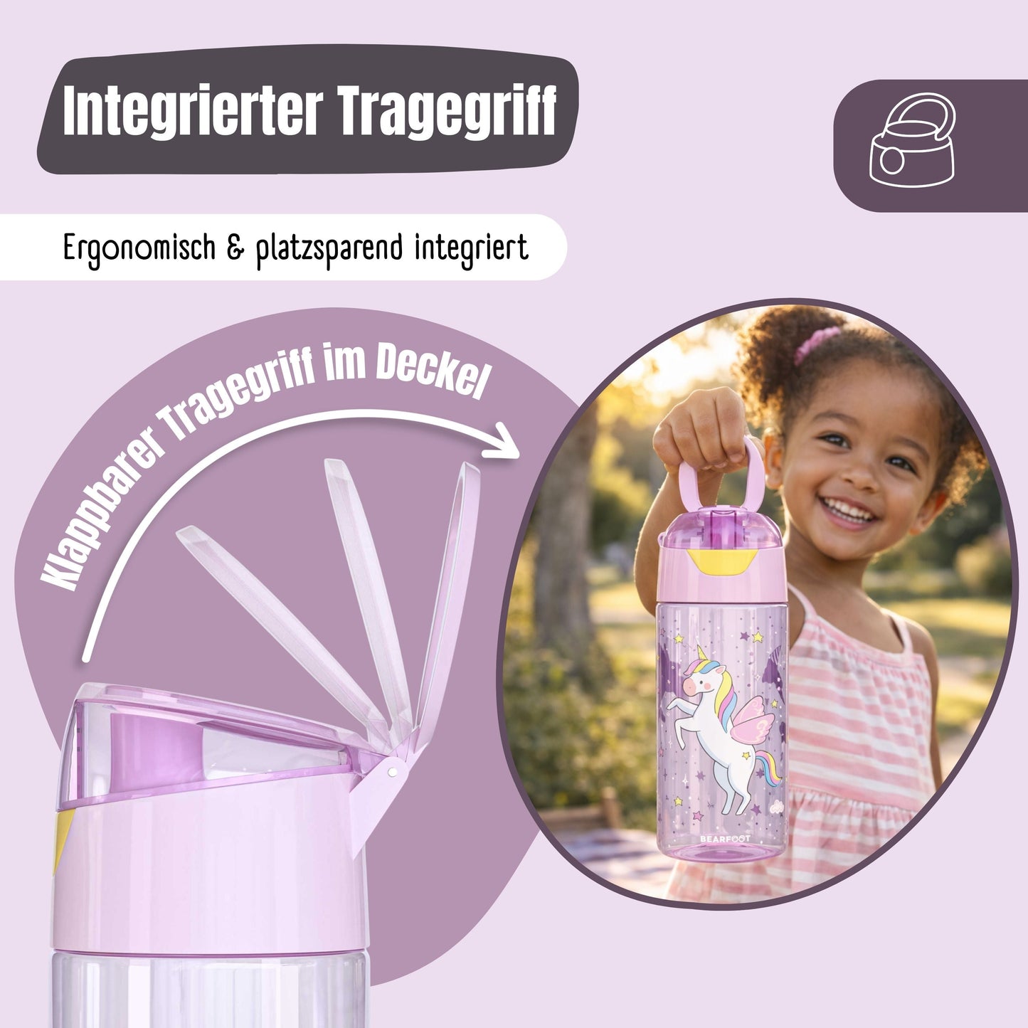 Children's water bottle, lightweight water bottle - Bubble Tea