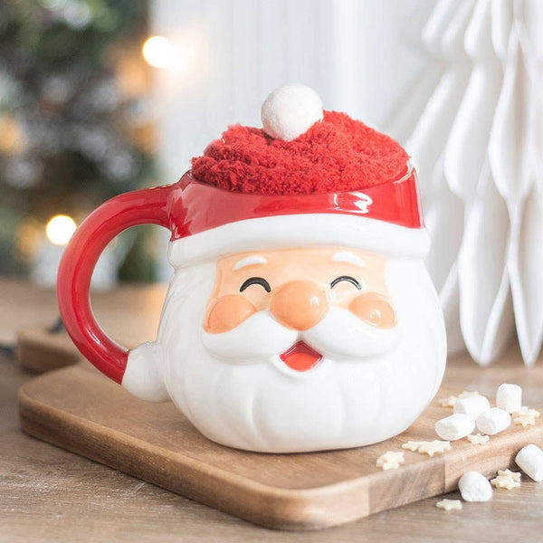 Santa mug and joyful Christmas socks set