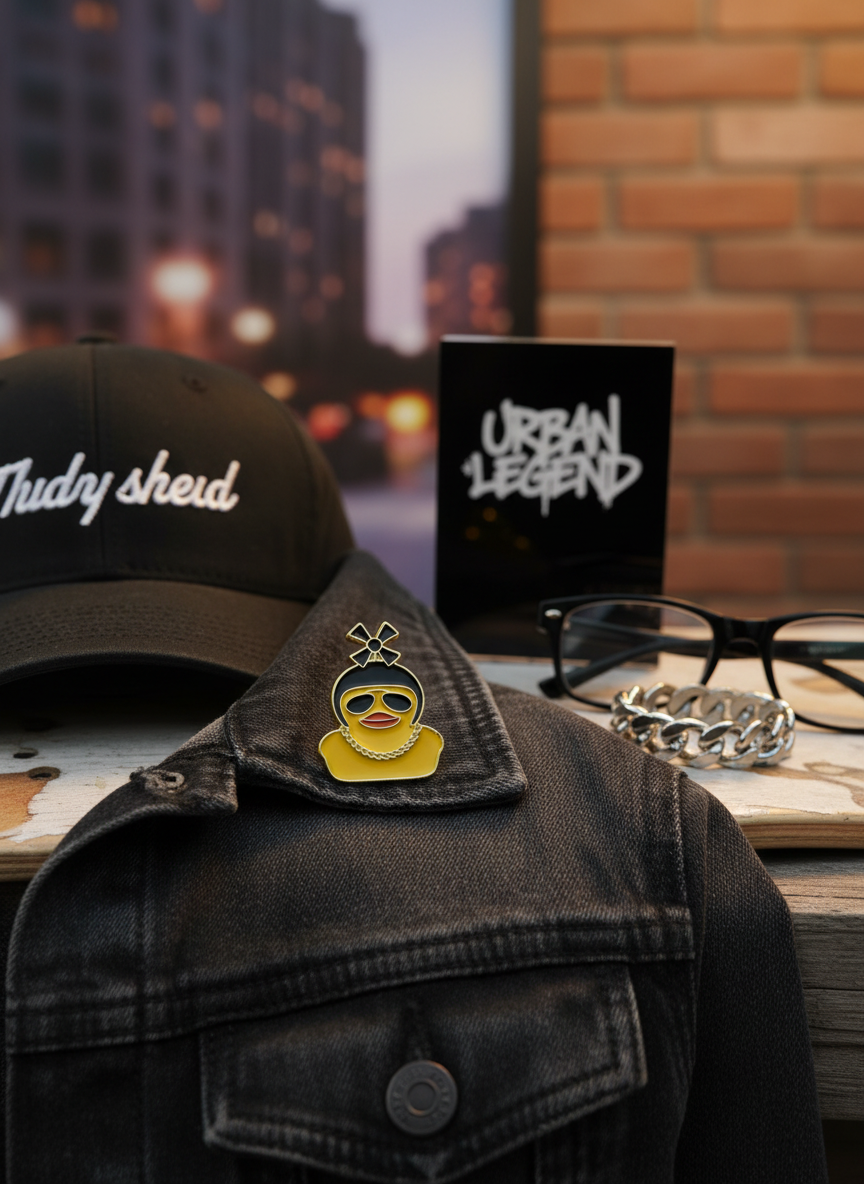 Pin’s Canard Jaune avec Casque Moto à Hélices