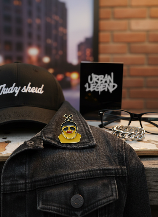 Pin’s Canard Jaune avec Casque Moto à Hélices