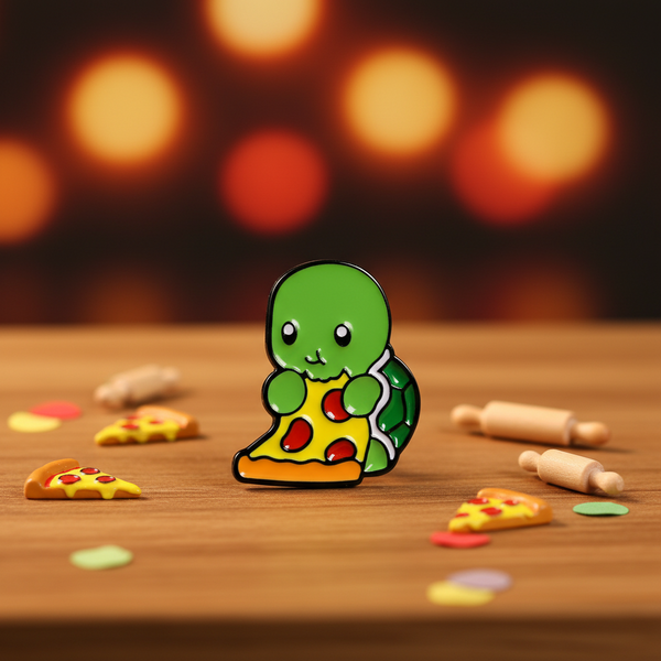 Photo produit - Pin's Tortue avec Pizza