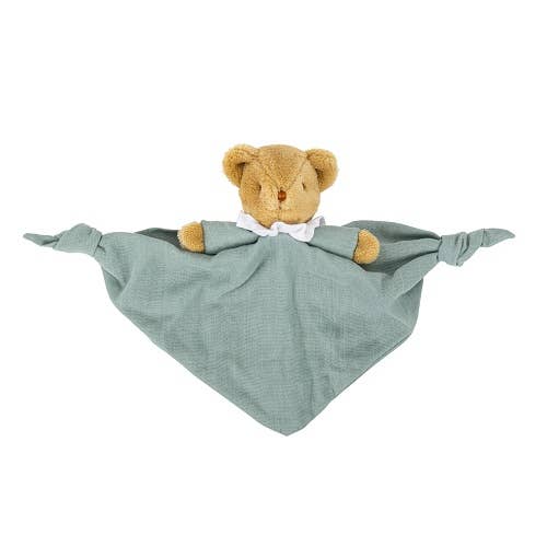 Ours Triangle Doudou Avec Hochet - Coton Bio Céladon