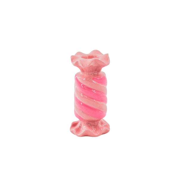 Candlestick - Toffee Candy - Ceramic - Pink/Neon - 7.5x7.5x13 cm