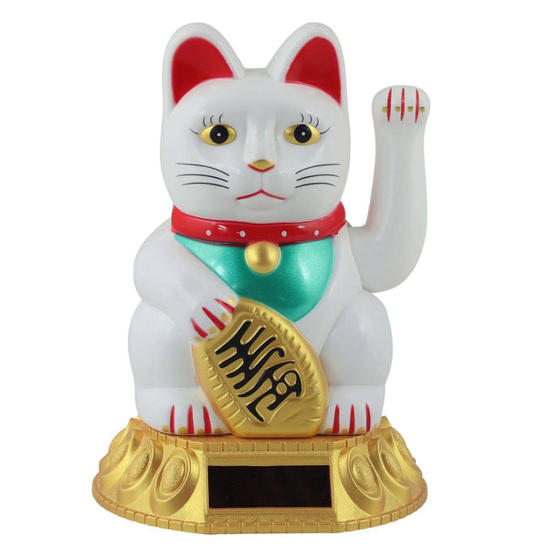 Solar Lucky Cat white 18cm