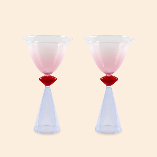 Verres à cocktail teintés lèvres - Ensemble de 2
