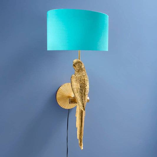 Percy Parrot Wall Sconce, Gold/Turquoise