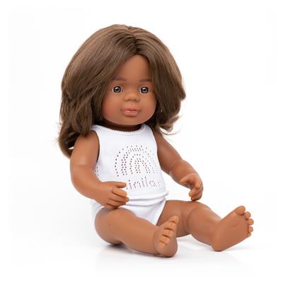 ML Poupées: POUPÉE FILLE ABORIGÈNE 38cm, parfumée vanille, imperméable, poupée sexuée, en résine, en boîte cadeau. Made in ES, 10m+