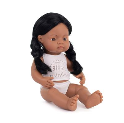 ML Poupées: POUPÉE FILLE AMÉRINDIENE 38cm, parfumée vanille, imperméable, poupée sexuée, en résine, en boîte cadeau. Made in Spain, 10m+