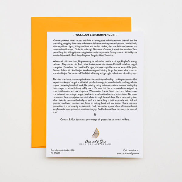 Puck Louy Penguin Emperor (& Gaucho) Note Card