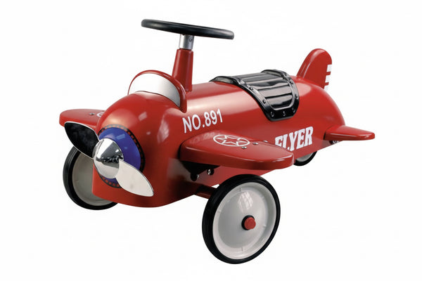 Trotteur: AVION ROUGE 77x48x36,5cm, en métal et plastique, 1+