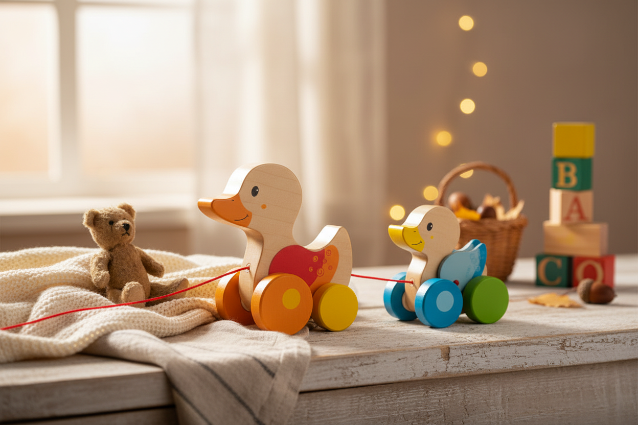 Pull-Along Animal - Wooden Pull-Along Duck Family