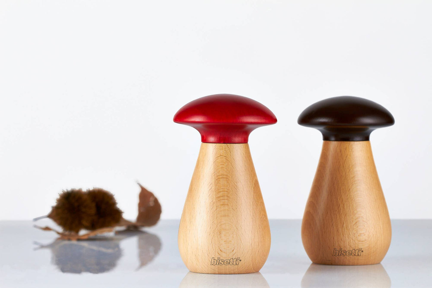 Moulin à épices «Mushrooms» hêtre naturel tête rouge