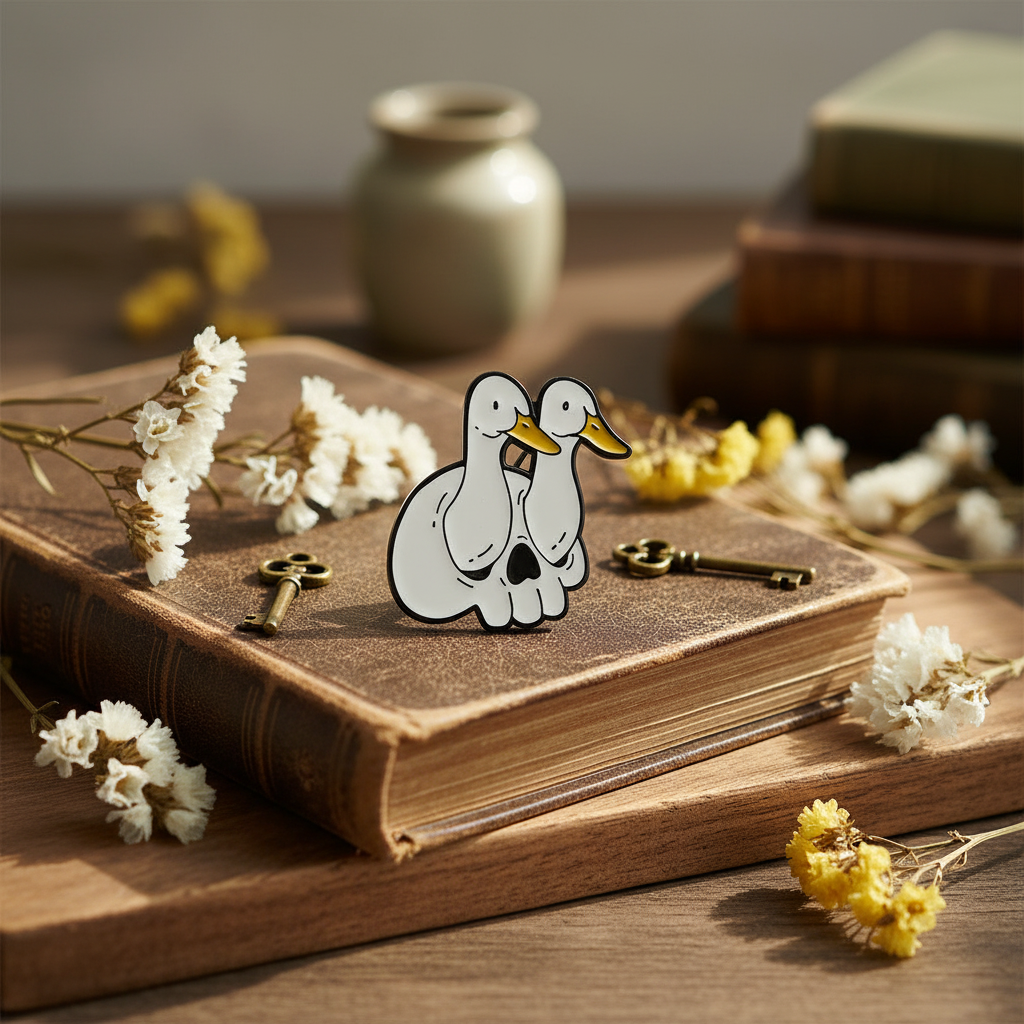 White Duck Skull Pins