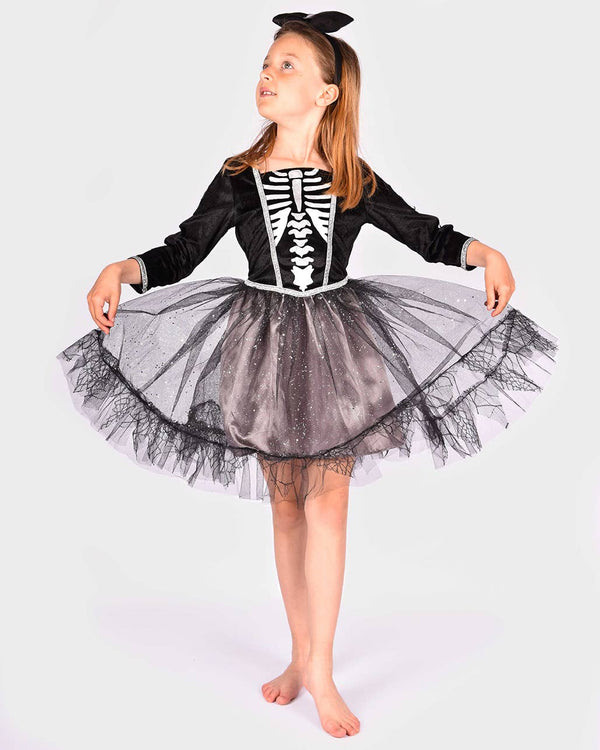 Skeleton dress with headband 122-128 cm 6-8 years