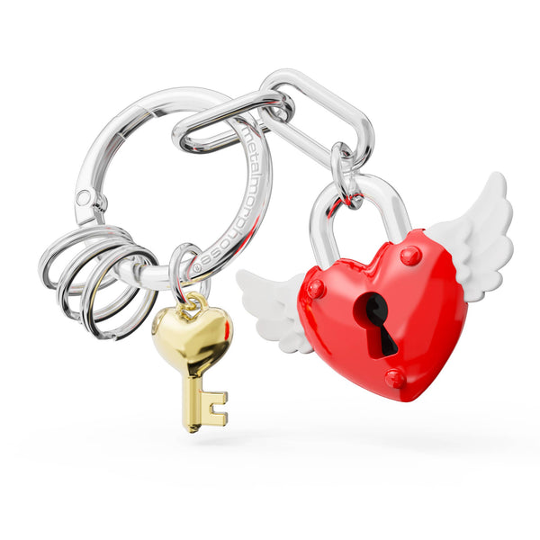 Red Heart Padlock Charm Keychain