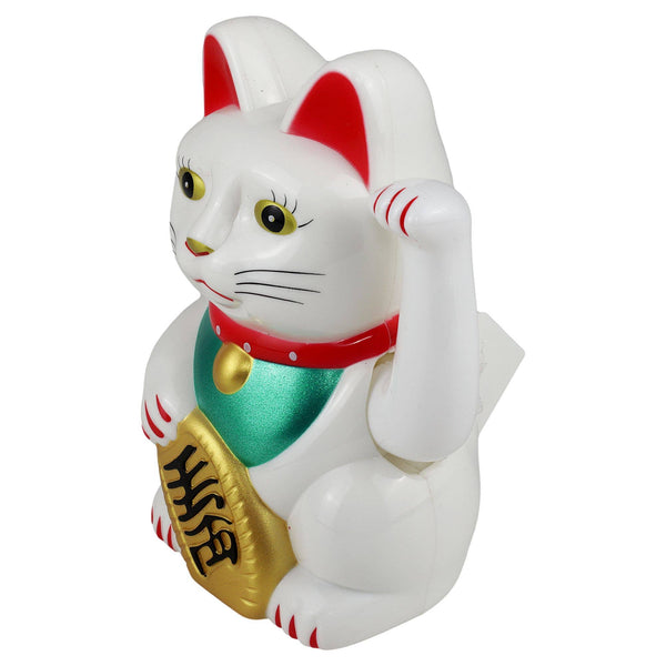 Solar Lucky Cat White 10.5 cm