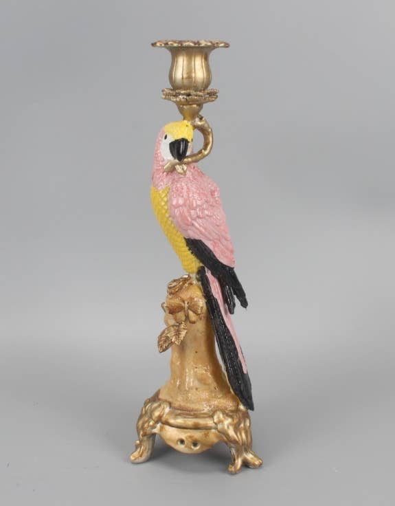 Antique ornate parrot-shaped candlestick