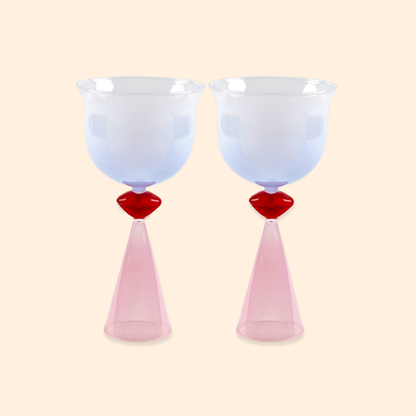 Lippenstiftfarbene Weingläser – 2er-Set