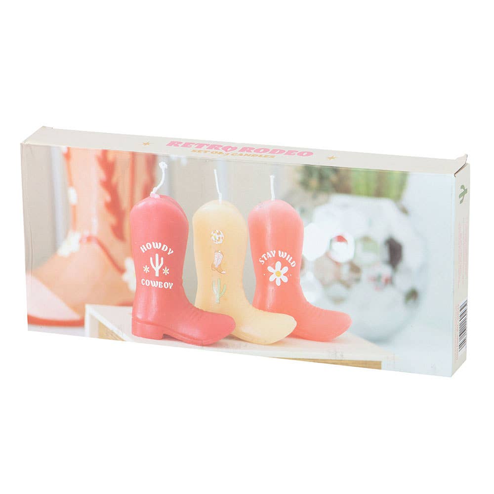 Ensemble de 3 bougies en forme de bottes de cowboy