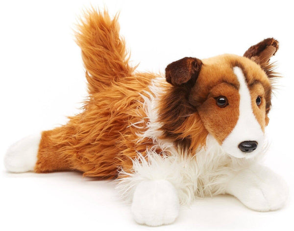 Peluche colley à poil long couché uni Uni Toys