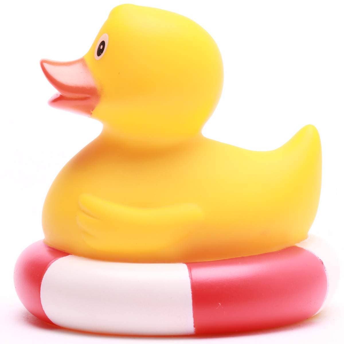 canard de bain dans une bouee de sauvetage rouge canard en caoutchouc