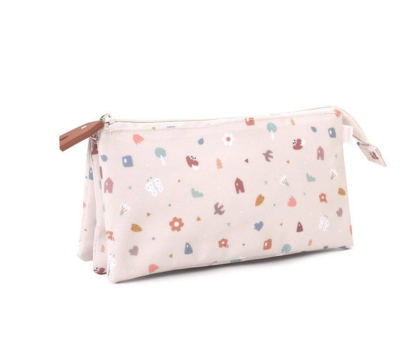 Trousse à Crayons 3 Compartiments Nature Géométrique
