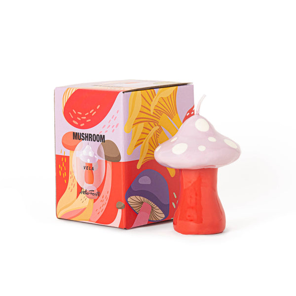 Petite Bougie Champignon Rose Peinte à la Main Helio Ferretti Vue 2