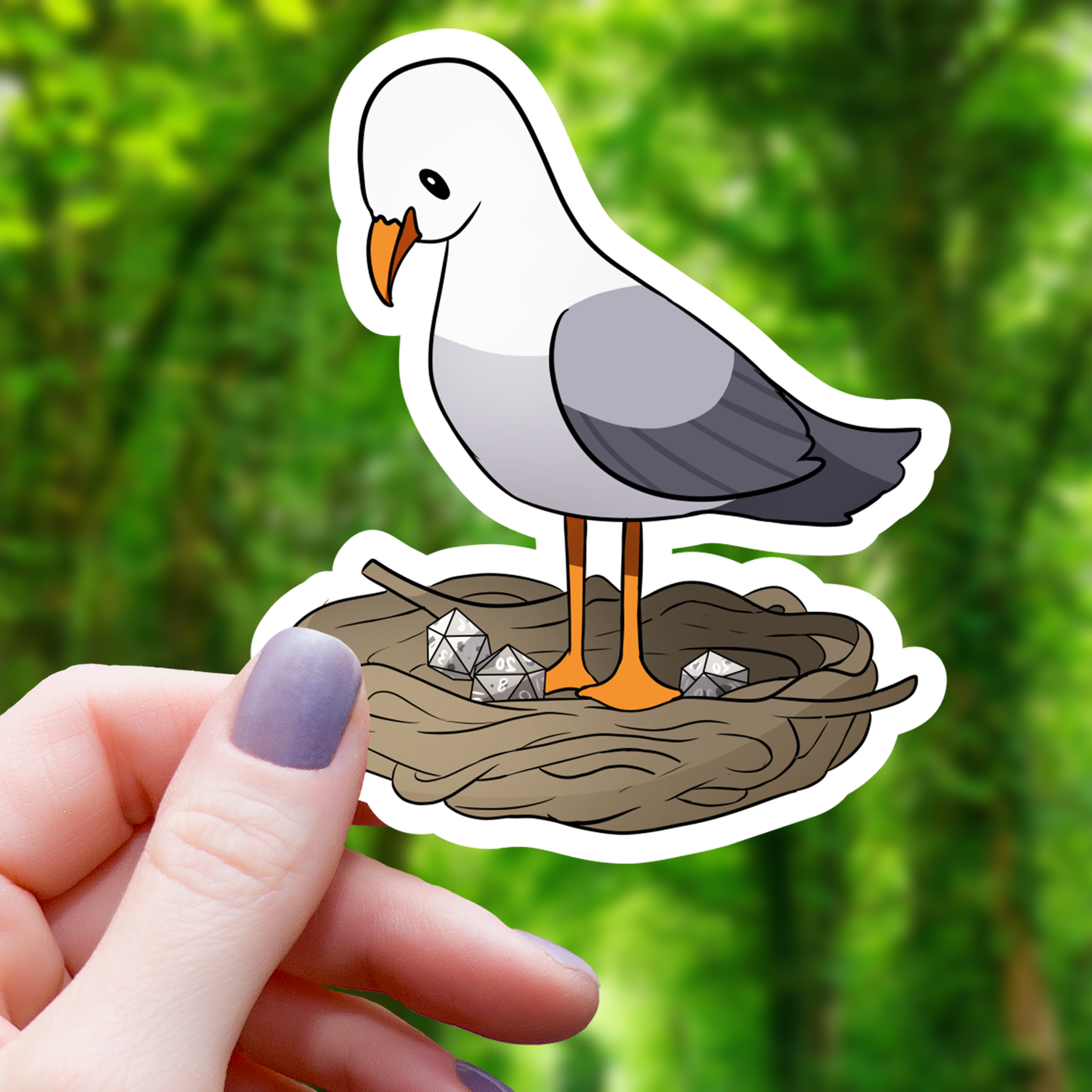 Seagull with Polyhedral Diced Eggs Sticker
