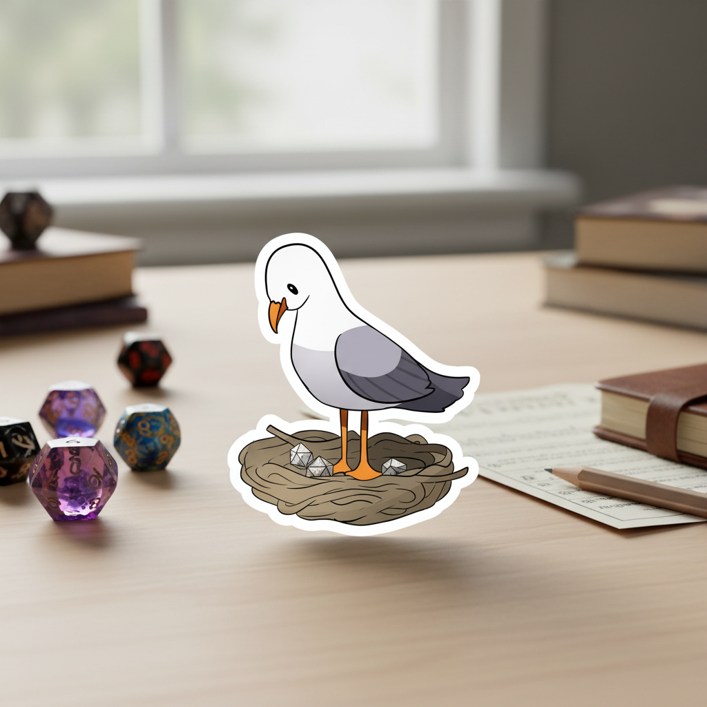 Seagull with Polyhedral Diced Eggs Sticker