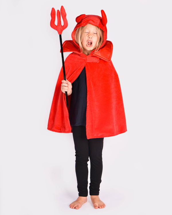 Deluxe Devil Cape with Wand for Children 3-8 Years Old