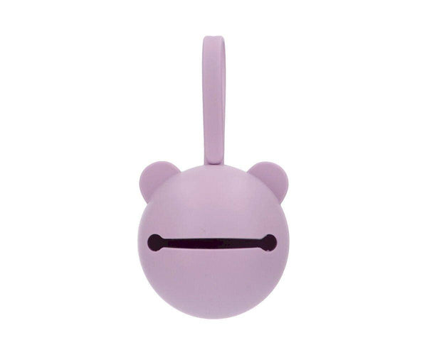 Porte-sucette en silicone Ours lilas