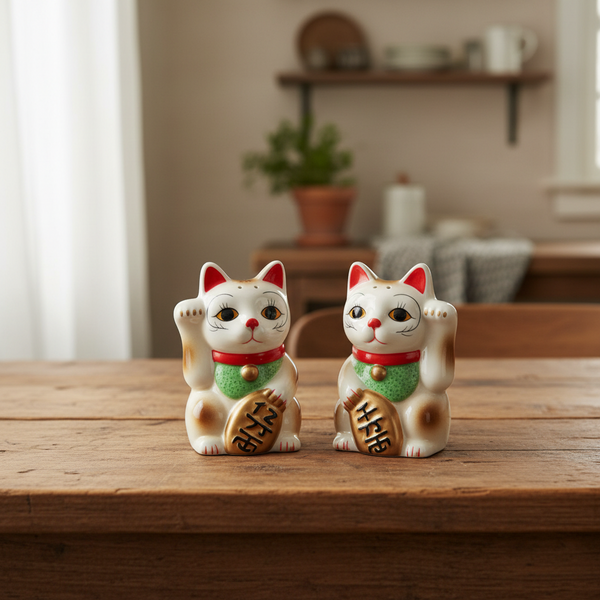 Salière et poivrière Chats Chanceux Blanc – vue 2
