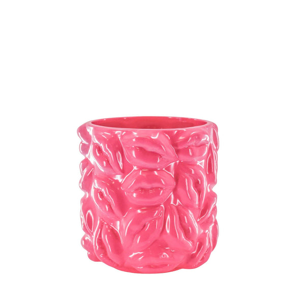 Pot - Kisses - Ceramic - Neon Pink - 17.5x17.5x17.5cm