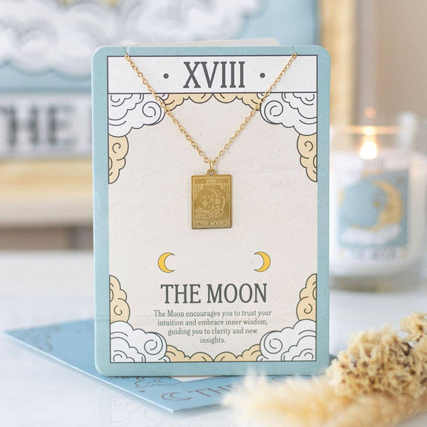 Vintage Moon Tarot Card Necklace