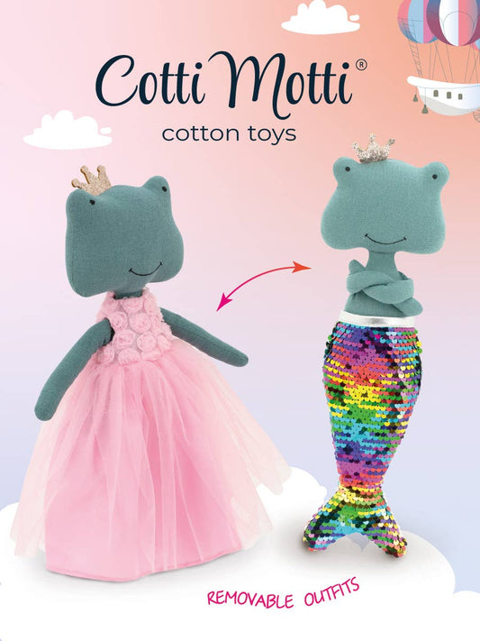 Peluche Fiona La Rana : Ensemble vêtement et queue de sirène - 29 cm