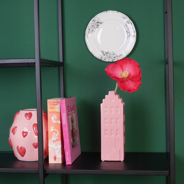 Flower vase - Home vase - Ceramic - Light pink - 7.5x6x23 cm