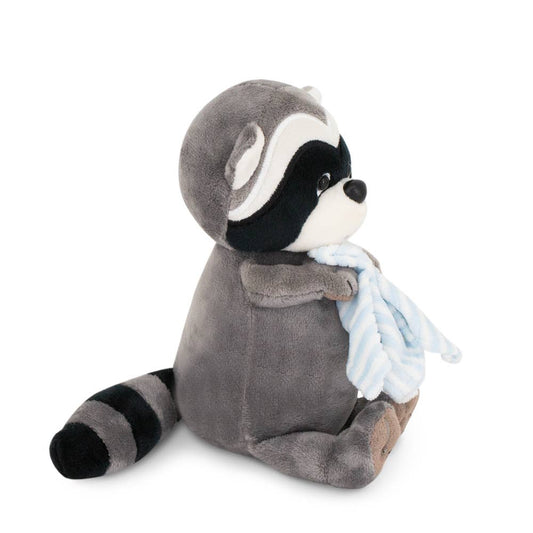 Denny the raccoon plush toy with towel, 15 cm