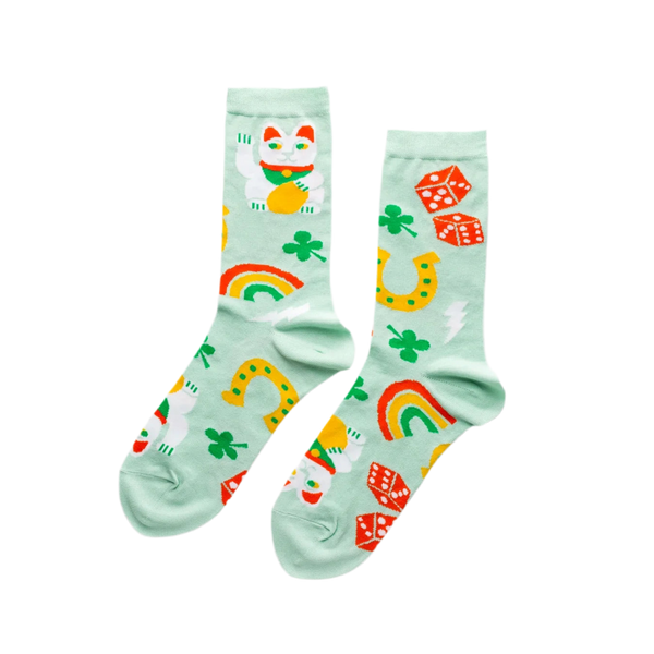 Lucky Socks - Lucky Cats, Clovers, Lightning Bolts and Rainbows