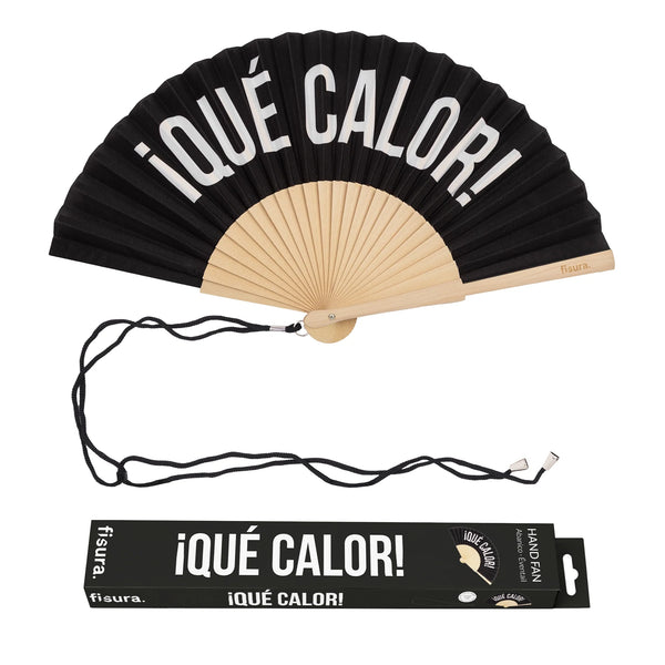 Éventail « Qué calor » Noir – Fisura