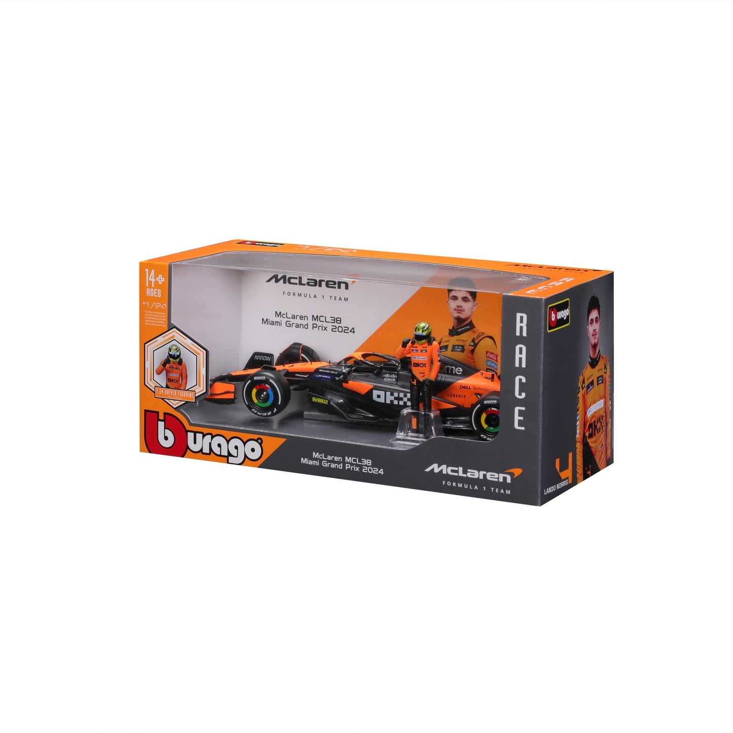1:24 F1 MCLAREN MCL38 2024 WITH PIASTRI DRIVER FIGURE