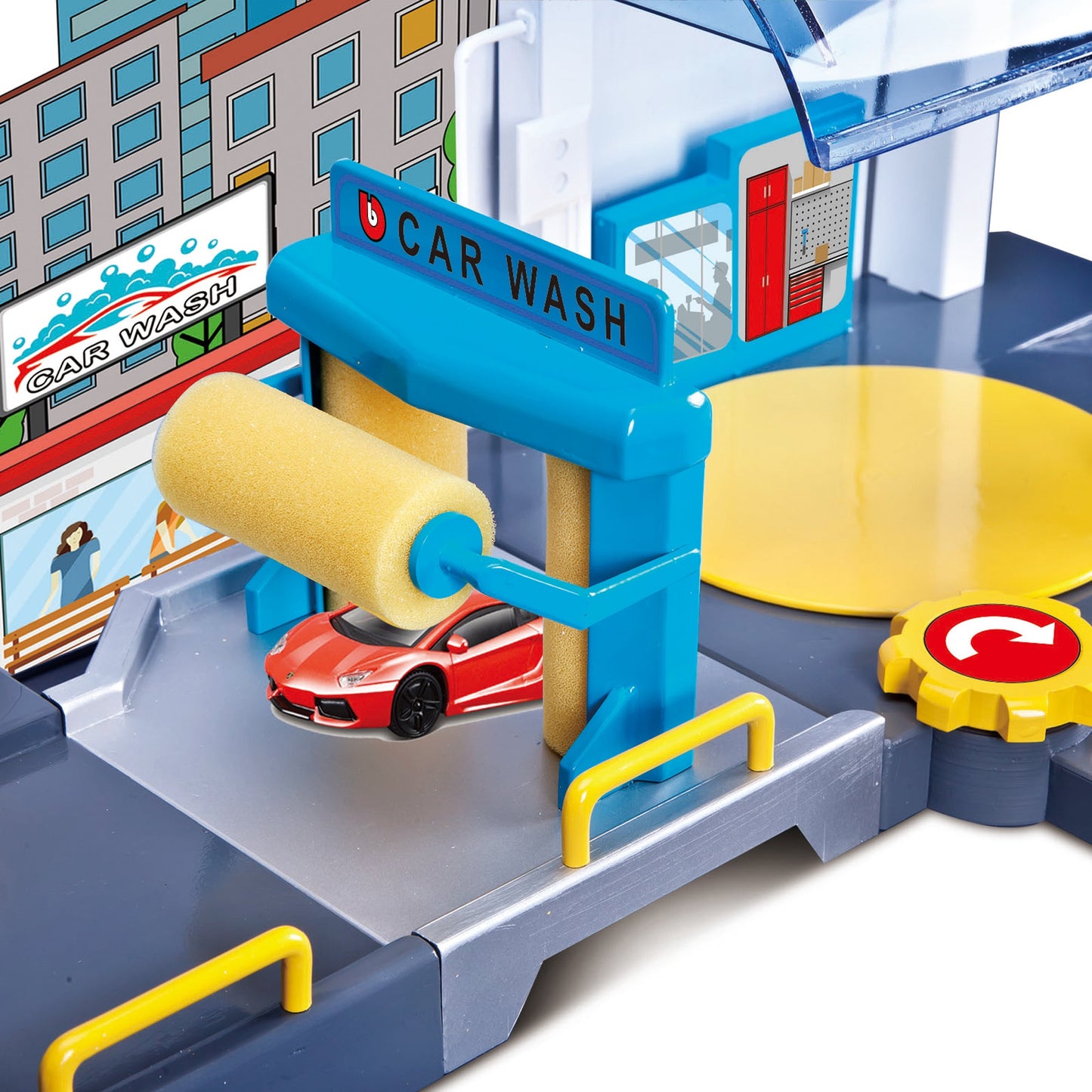 1:43 STREET FIRE CAR WASH PLAY GARAGE