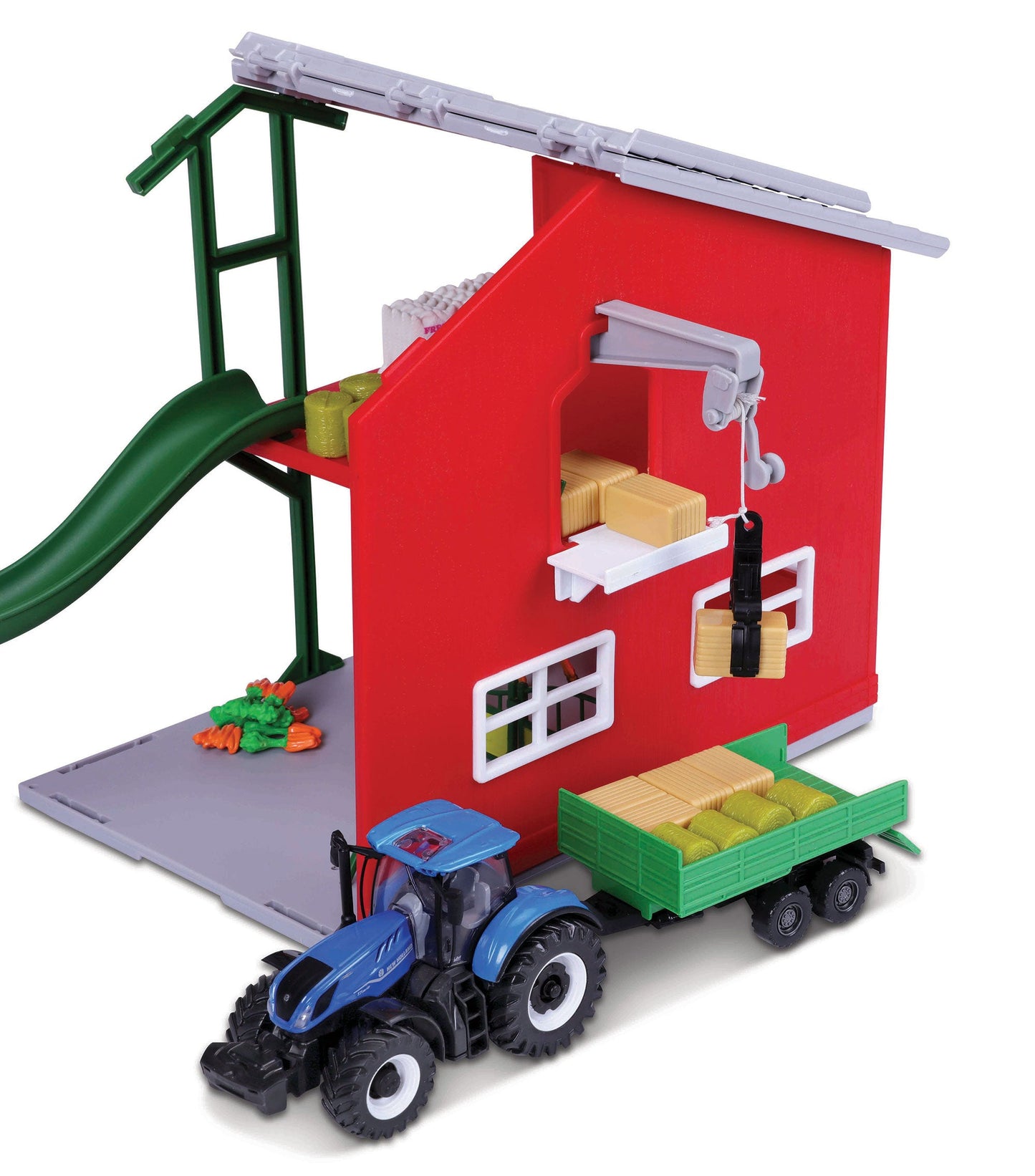 1:43 FARM STABLE PLAYSET WITH NEW HOLLAND TRACTOR