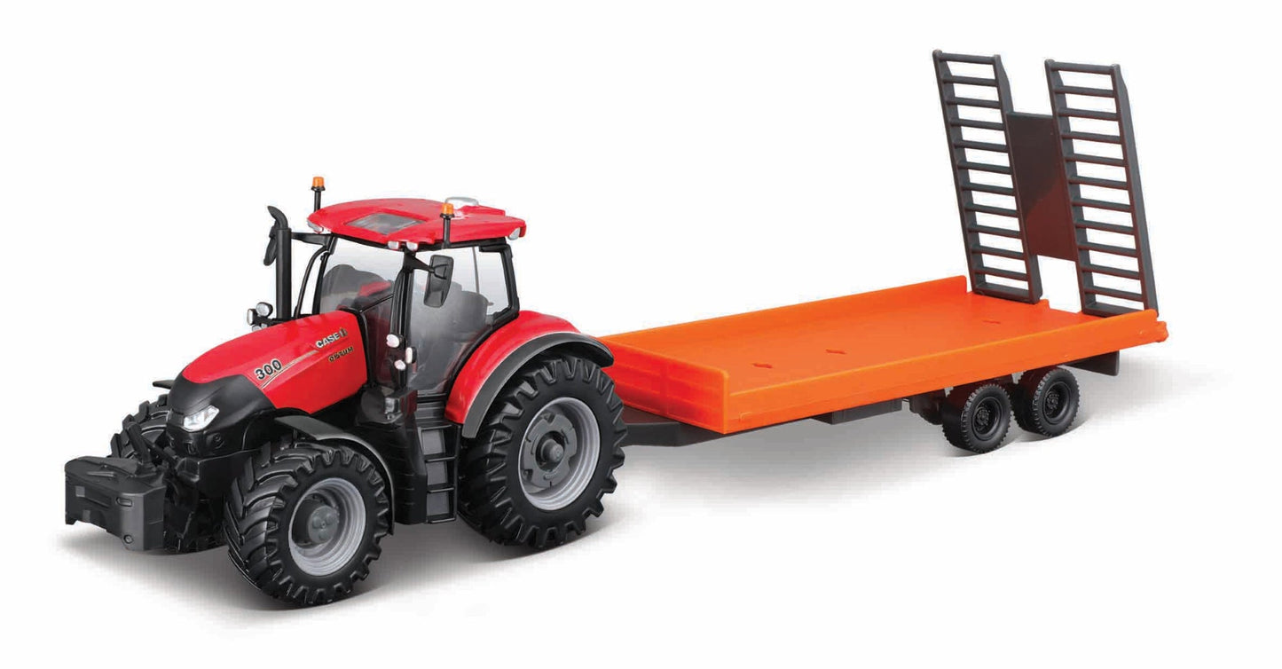 10 CM CASE IH OPTUM CVX 300 TRACTOR WITH BALE TRAILER